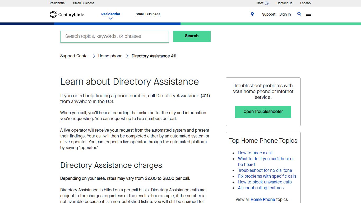 Directory Assistance | CenturyLink